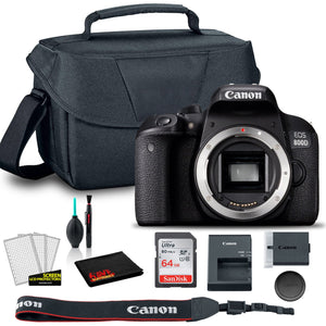 Canon EOS 800D DSLR Camera Body Only 1894C001AA + EOS Bag + Sandisk Ultra 64GB Card + Clean and Care Set International Model