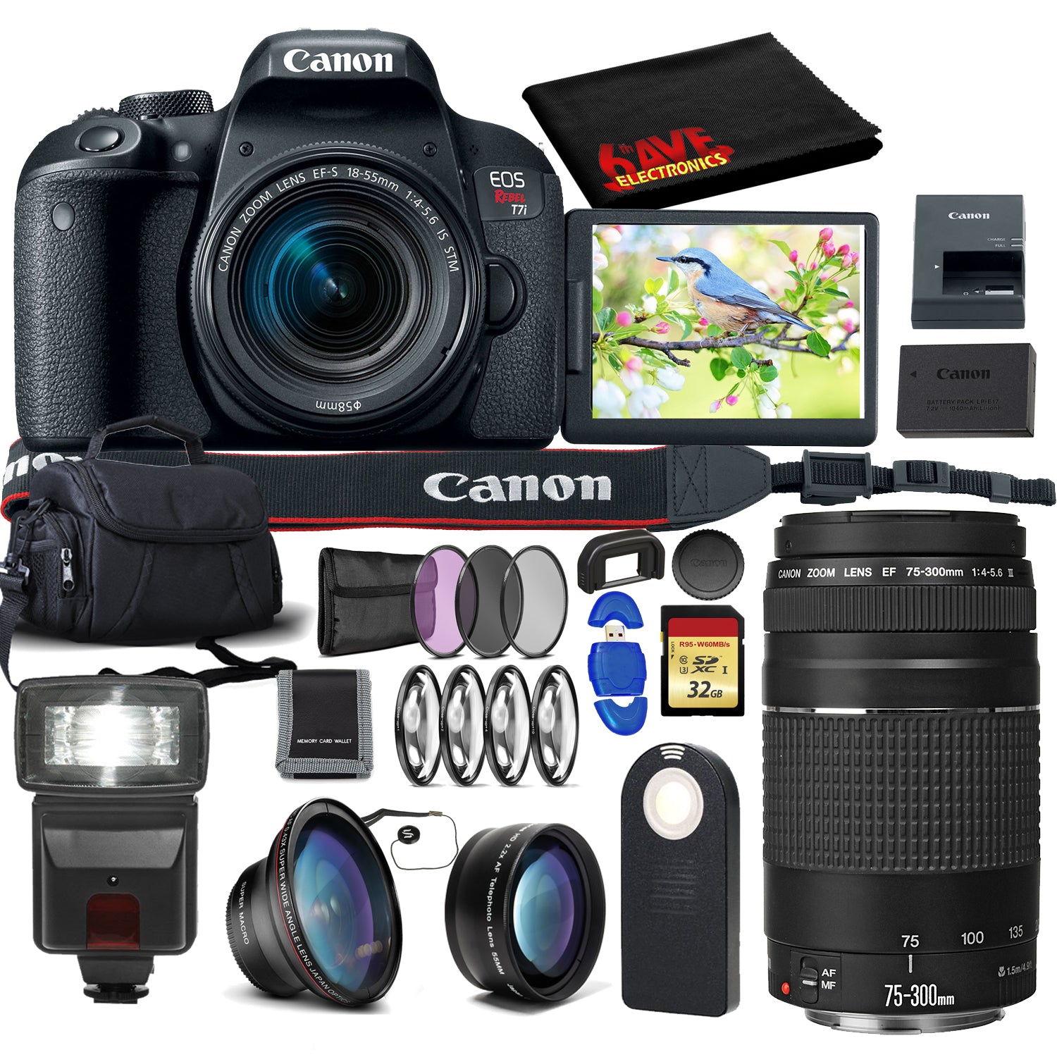 Canon EOS Rebel T7i DSLR Camera + 18-55mm Lens Starter Bundle 01