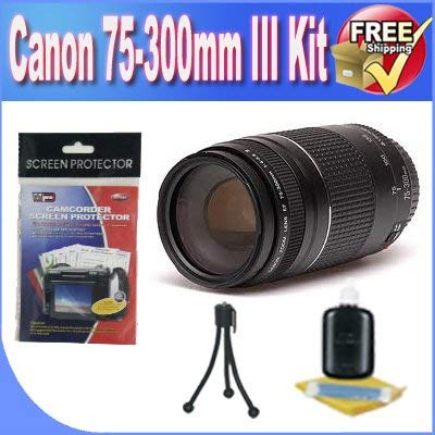 Canon EF 75-300mm f/4-5.6 III Telephoto Zoom Lens for Canon SLR Cameras + Accessory Saver Bundle