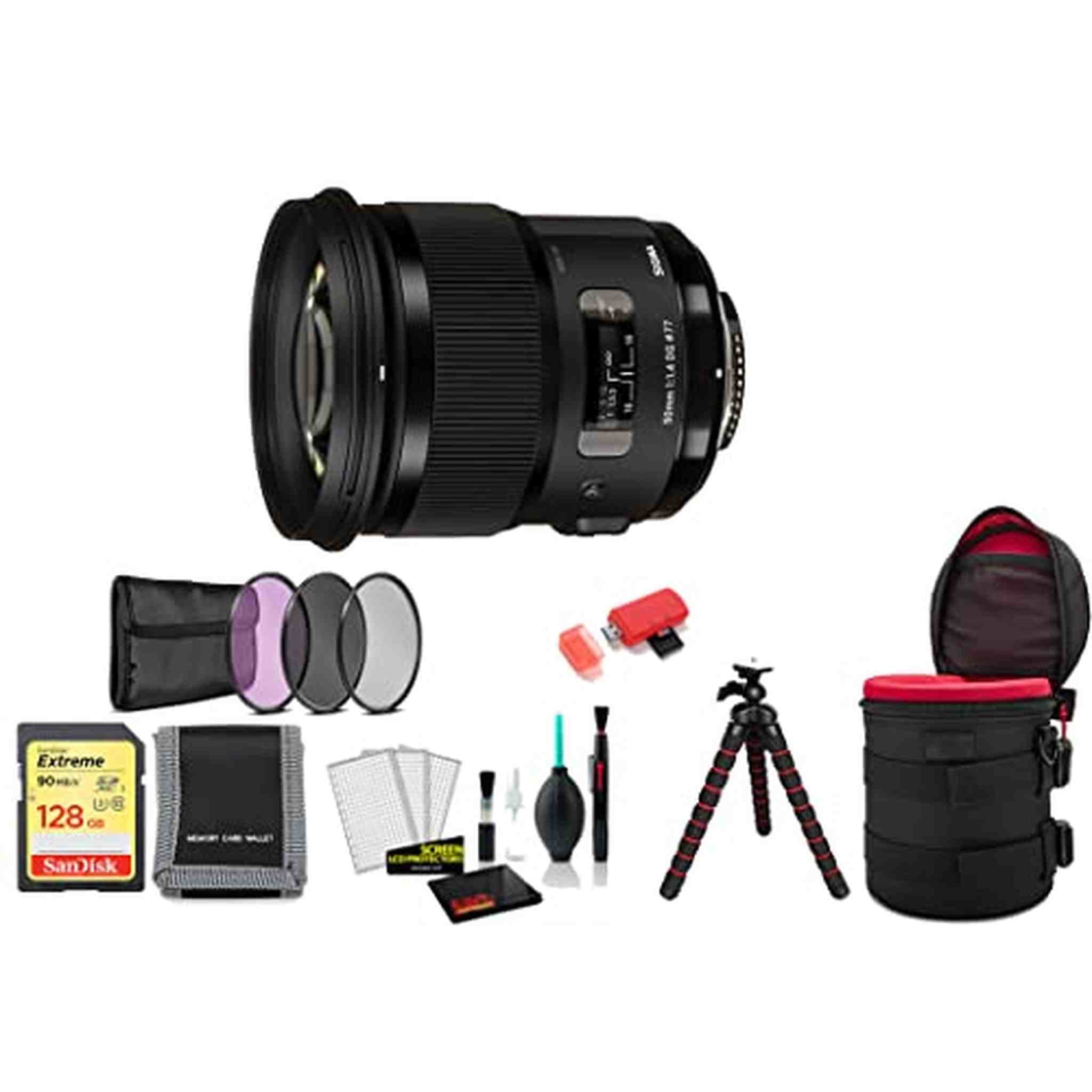 Sigma 50mm f/1.4 DG HSM Art Lens for Nikon F with Tripod and More International Model SIGMA
