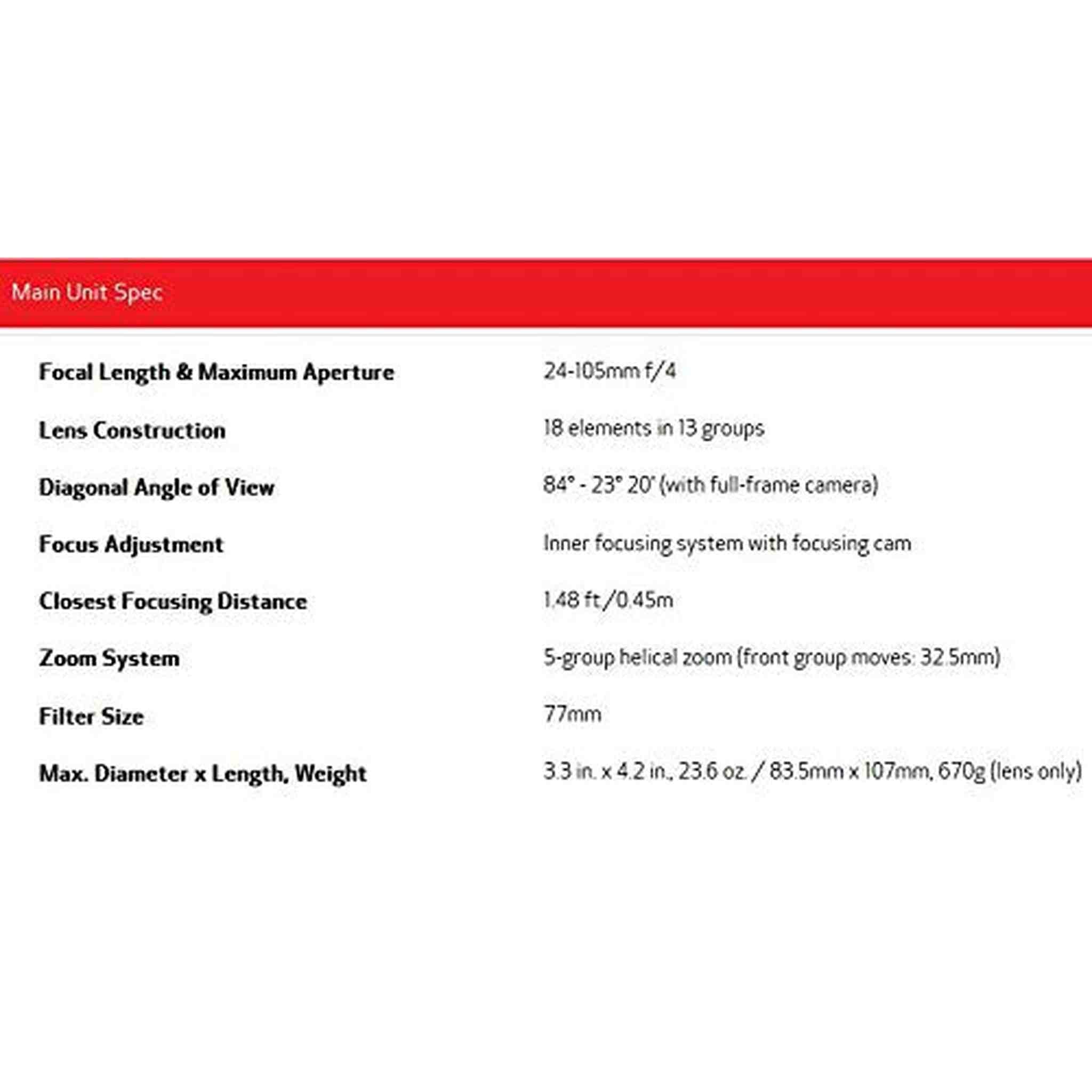 Canon EF 24-105mm f/4 L IS USM Lens for Canon EOS SLR Cameras