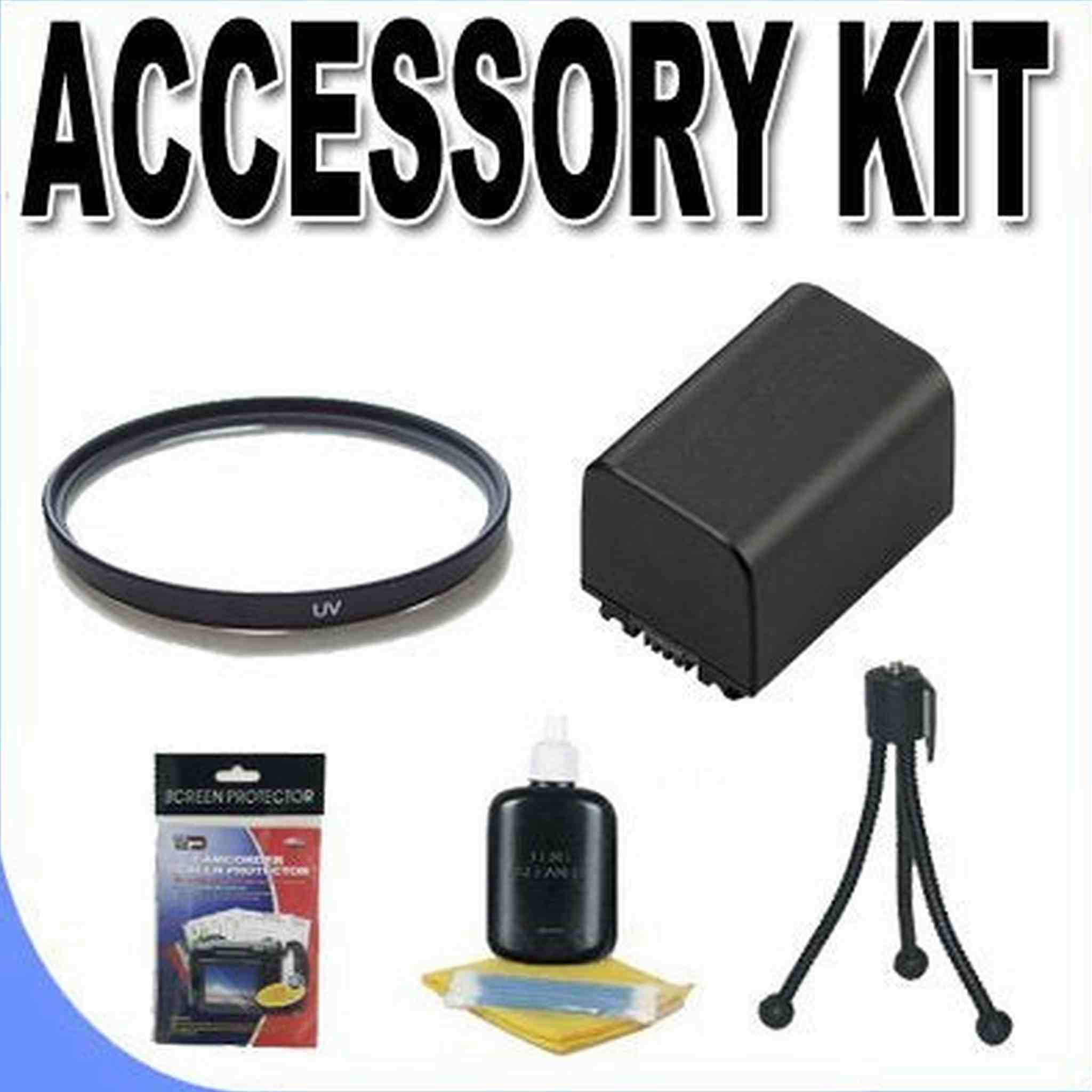 FH100 Lithium Ion Replacement Battery 37mm UV Filter BigVALUEInc Accessory Saver Bundle f/Sony Camcorders