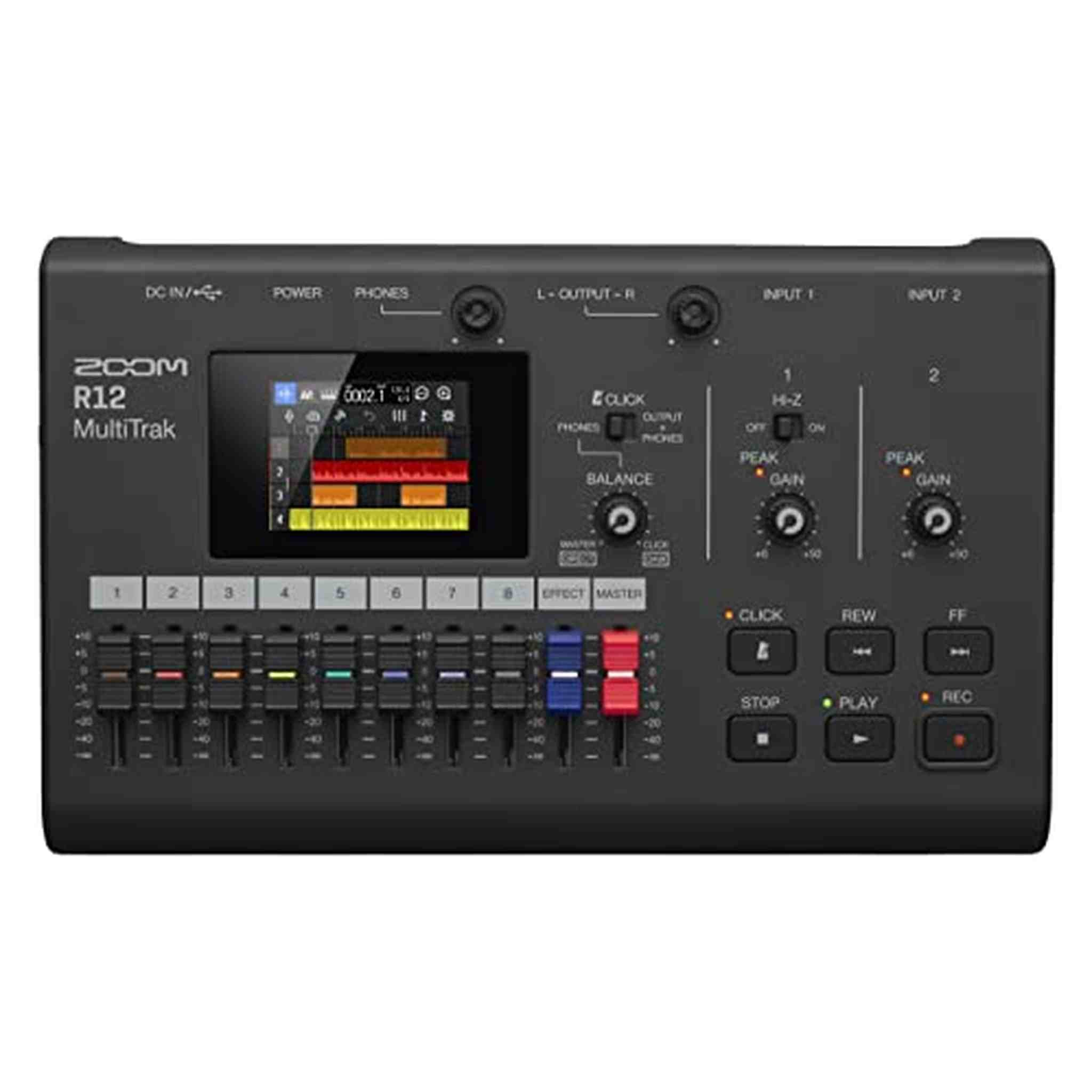 Zoom R12 Multi Track Portable Recorder, with Touchscreen, Onboard Editing, 8 Tracks, 2 Combo Inputs, Effects, Synth, Drum Loops, Battery Powered, and USB Audio Interface