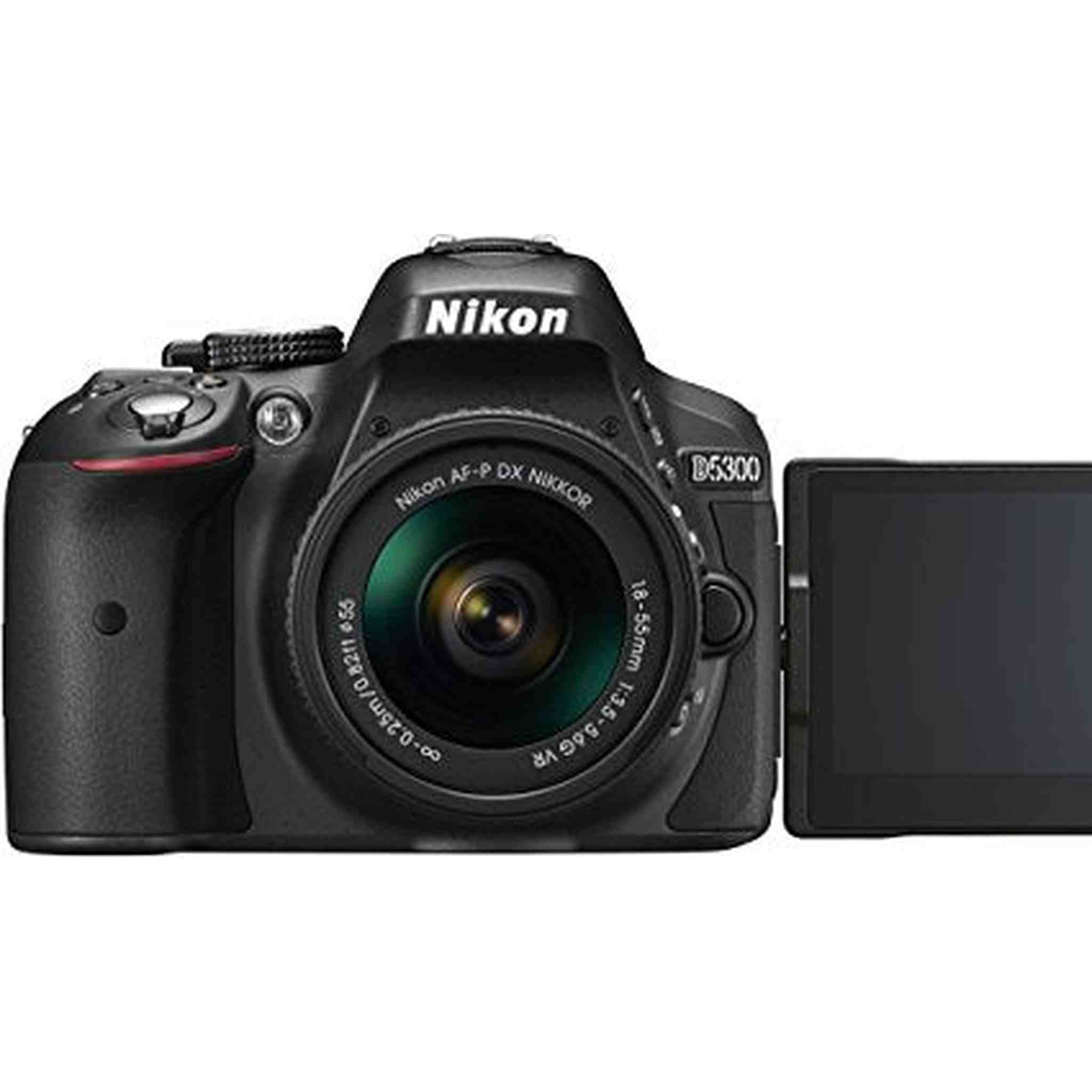 Nikon D5300 Digital SLR Camera - Black 24.2 MP, AF-P 18-55mm VR Lens Kit 3-Inch LCD Screen - International Version No - Used Nikon