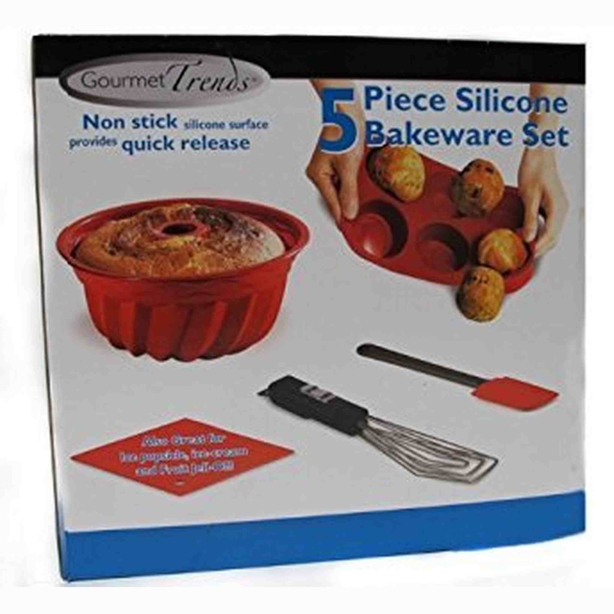 5 Piece Silicone Bake Ware Set - Nonstick 5 Piece Baking Cookware Set