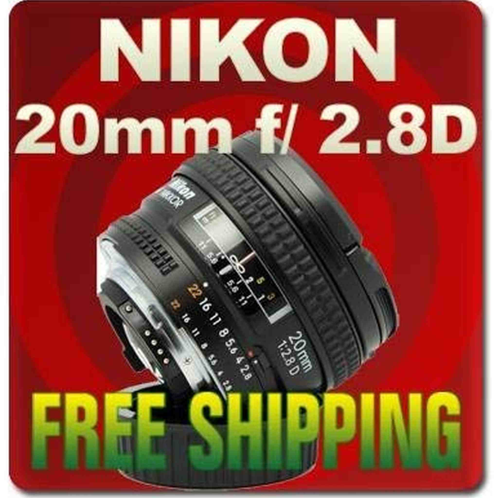 Nikon AF FX NIKKOR 20mm f/2.8D Fixed Zoom Lens with Auto Focus for Nikon DSLR Cameras International Version No Warranty Nikon
