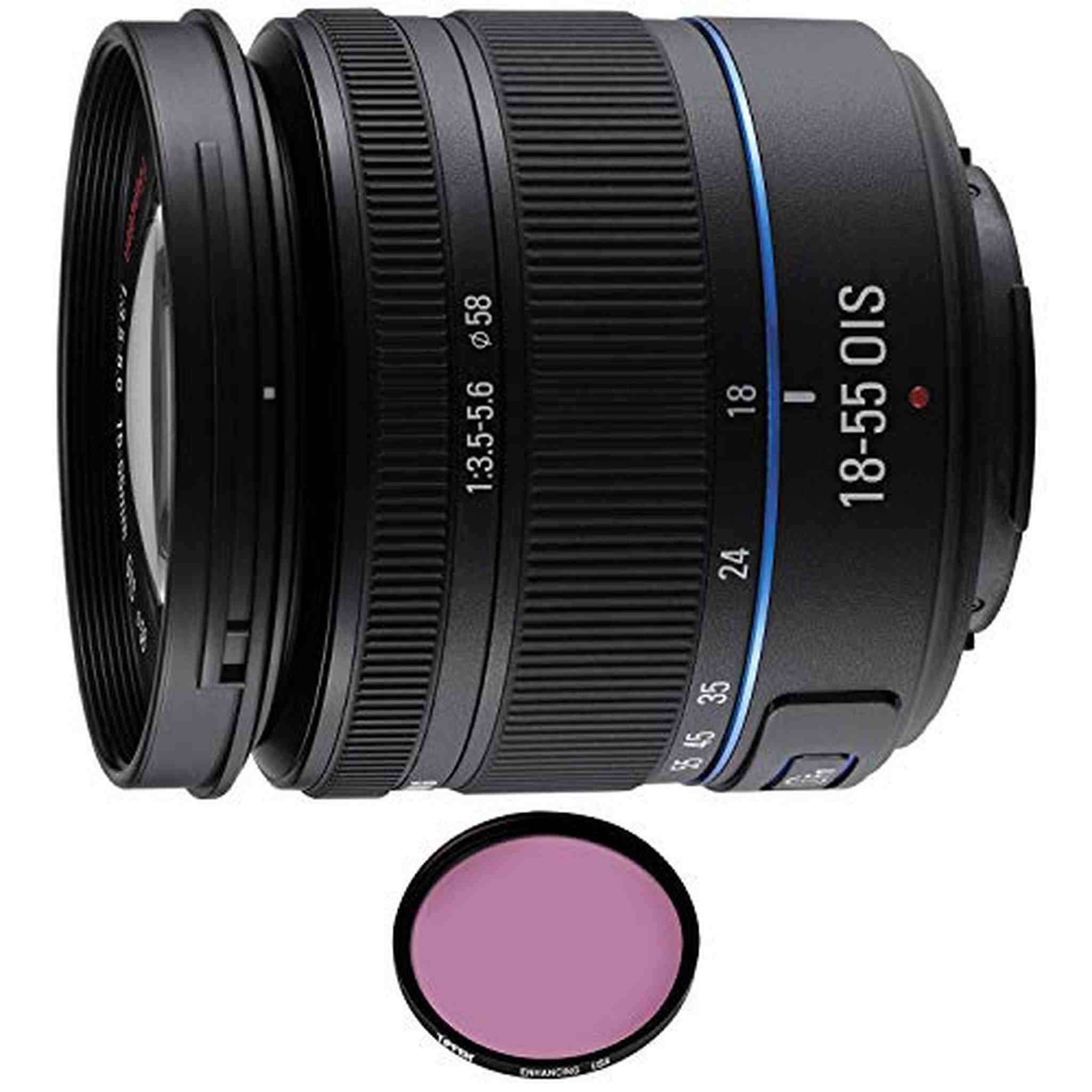 Samsung 18-55mm f/3.5-5.6 OIS Compact Zoom Lens Black with Pro Filter Certified Refurbished - Reconditioned Samsung