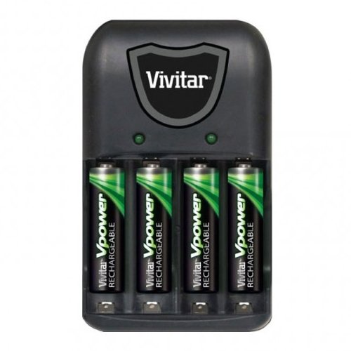 Vivitar Vpower Compact Battery Charger with 4 AAA NiMH Batteries