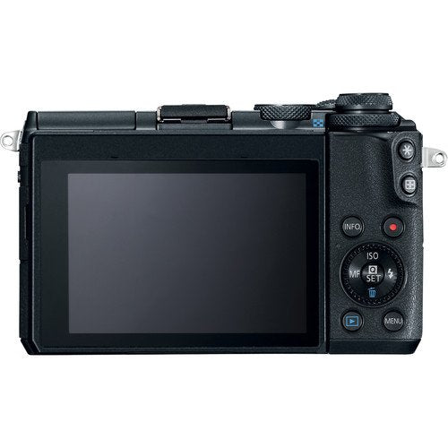 Canon EOS M6 Mirrorless Digital Camera International Model Black 1724C001 W/Bag, Extra Battery, LED Light, Mic