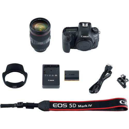 Canon EOS 5D Mark IV DSLR Camera with 24-105mm f/4L II Lens (1483C010) W/Bag, Extra Battery Pro Bundle