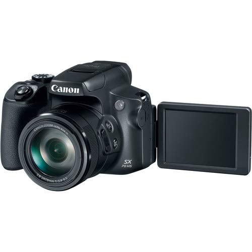 Canon PowerShot SX70 HS Digital Camera With 32GB Memory Card, Padded Case, Spider Tripod, LED Light, Extra Battery, Full Size Tripod,m Cleaning Kit,