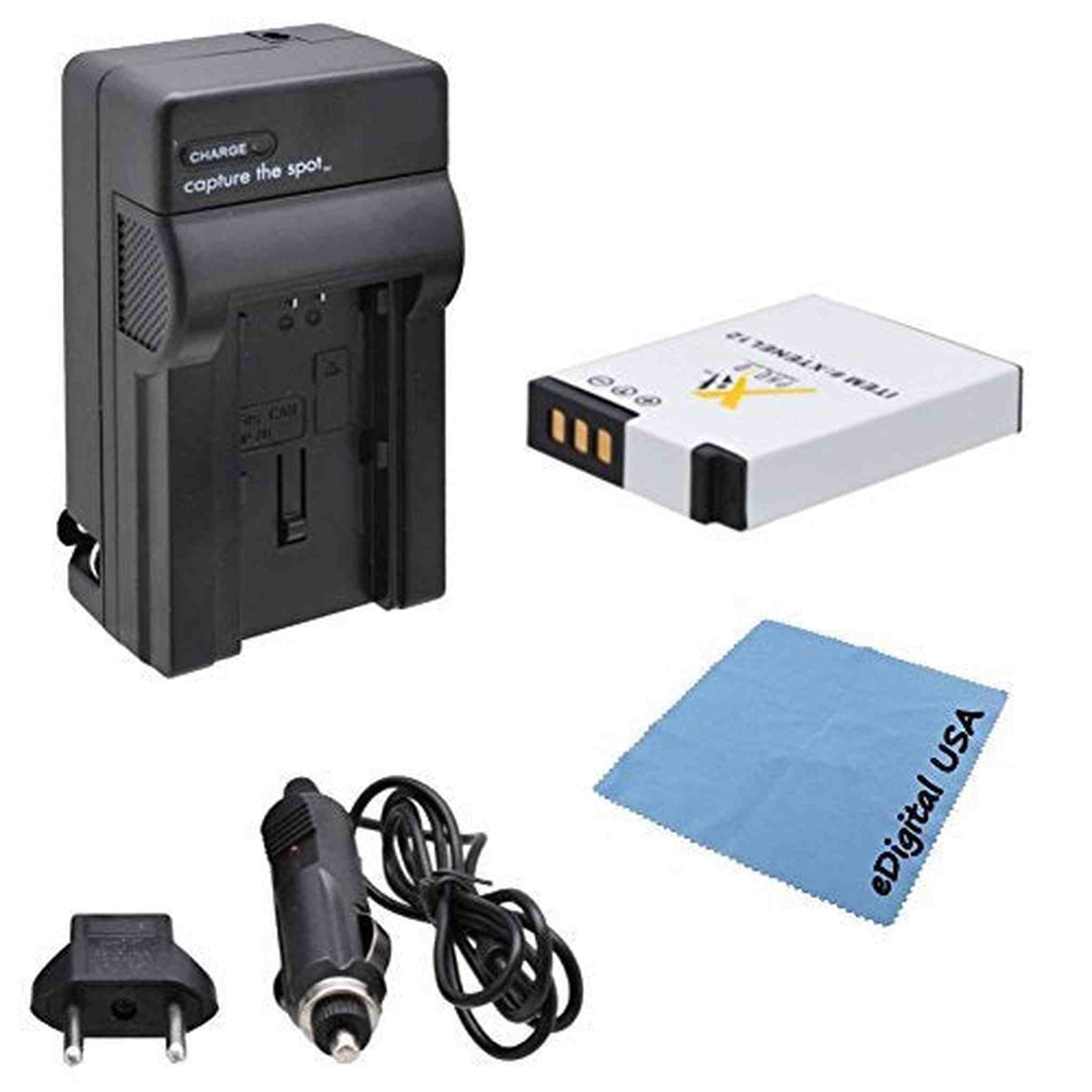 High Capacity Nikon EN-EL12 Battery Kit Includes: 1 Replacement ENEL12 Battery with Rapid Charger Kit: US/EU Adapter & Car Adapter for: Nikon Coolpix Digital SLR Cameras