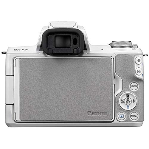 Canon EOS M50 Mirrorless Digital Camera White, Body Only + 16GB Class 10 Memory Card + LED + Canon Camera Case + Flexi