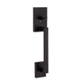 Kwikset San Clemente Front Door Handle No Lock, Entry Handleset Exterior with Interior Reversible Handed Lever, Non-Locking, Matte Black, Deadbolt Not Included, with Microban Protection