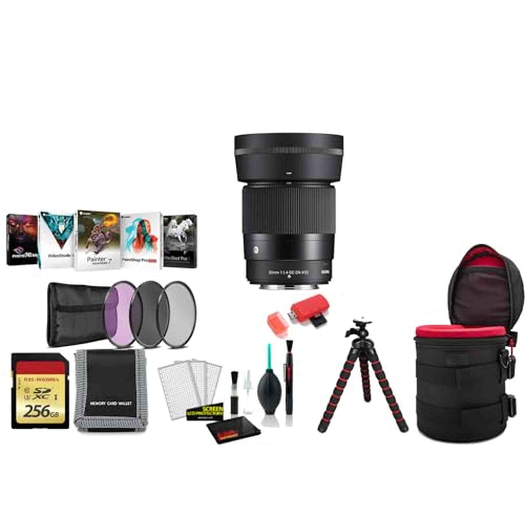 Sigma 30mm f/1.4 DC DN Contemporary Lens FUJIFILM X with Tripod and More SIGMA
