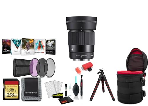 Sigma 30mm f/1.4 DC DN Contemporary Lens FUJIFILM X with Tripod and More