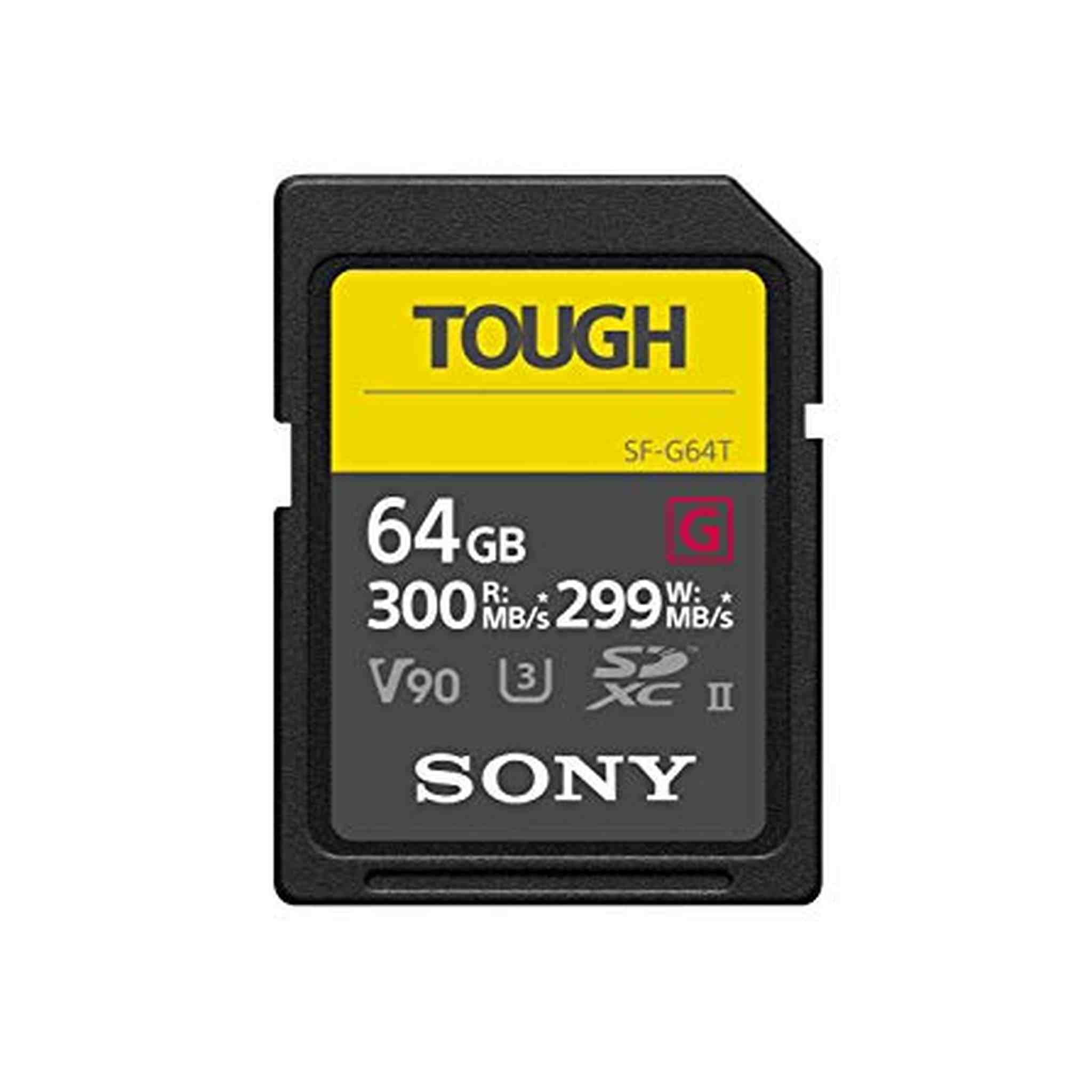 Sony Tough High Performance 64GB SDXC UHS-II Class 10 U3 Flash Memory Card with Blazing Fast Read Speed up to 300MB/s (SF-G64T/T1)