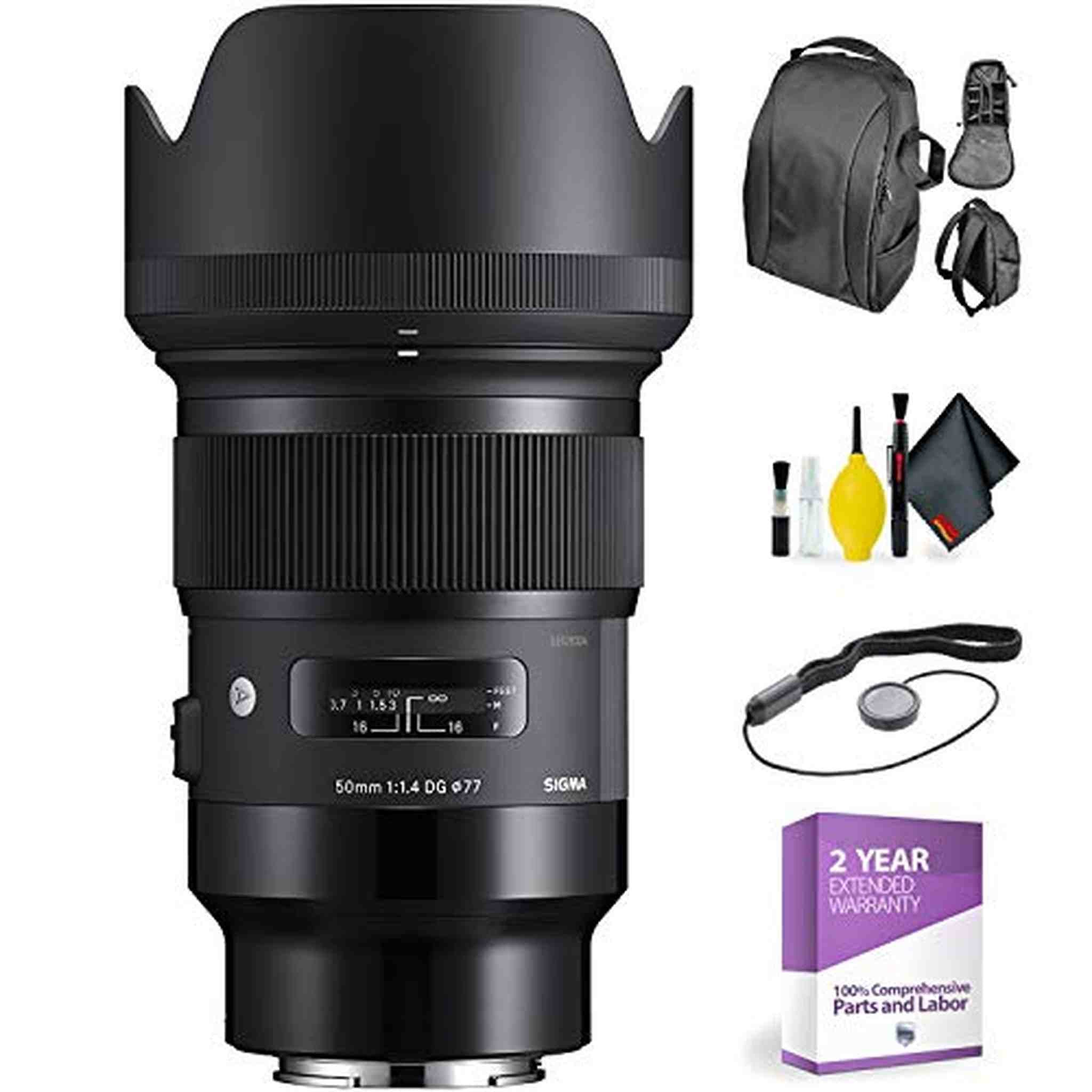 Sigma 50mm f/1.4 DG HSM Art Lens for Sony E + Deluxe Lens Cleaning Kit Bundle Sigma
