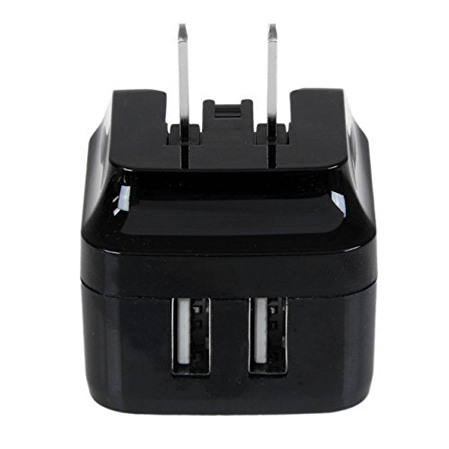 StarTech.com Travel USB Wall Charger - 2 Port - Black - Universal Travel Adapter - International Power Adapter - USB Cha