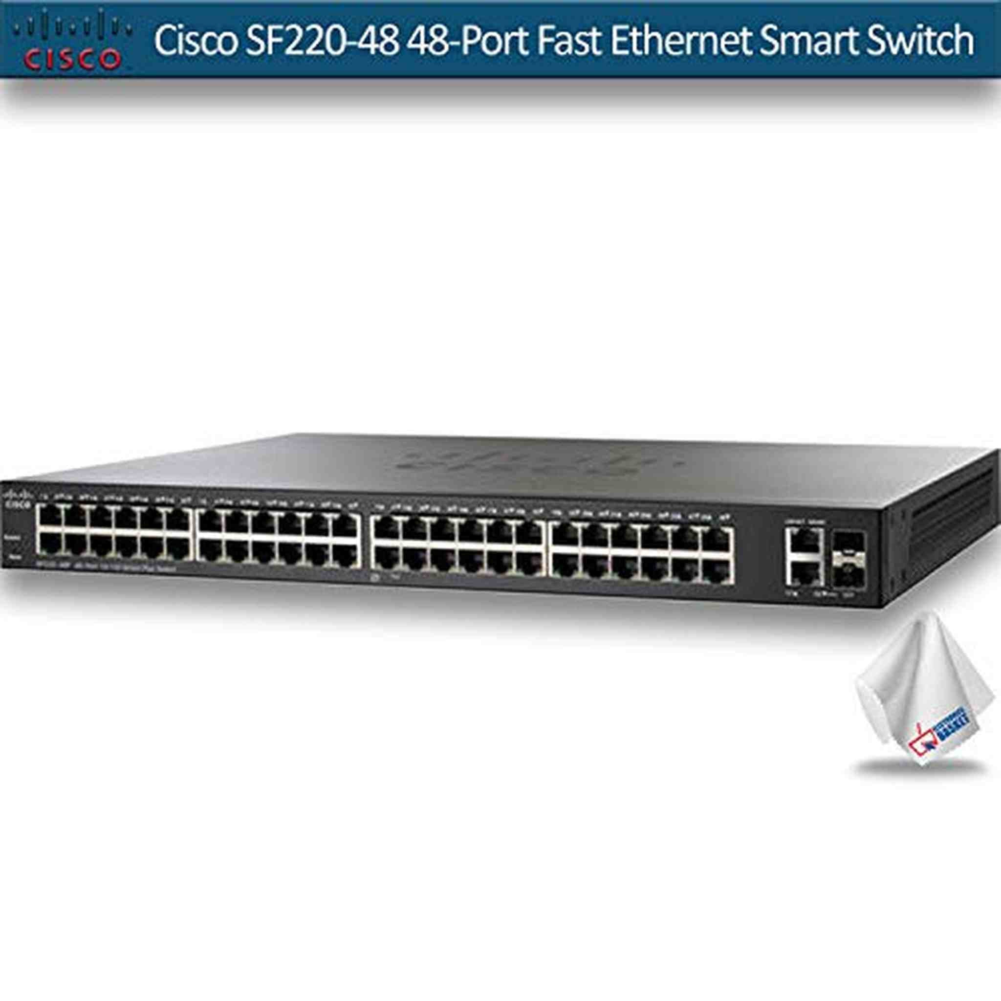 Cisco SF220-48 48-Port Fast Ethernet Smart Switch SF220-48-K9-NA Bundle
