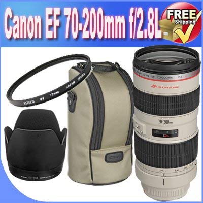 Canon EF 70-200mm f/2.8L USM Telephoto Zoom Lens + 77mm UV Filter + Lens Case + Lens Accessory Saver Bundle
