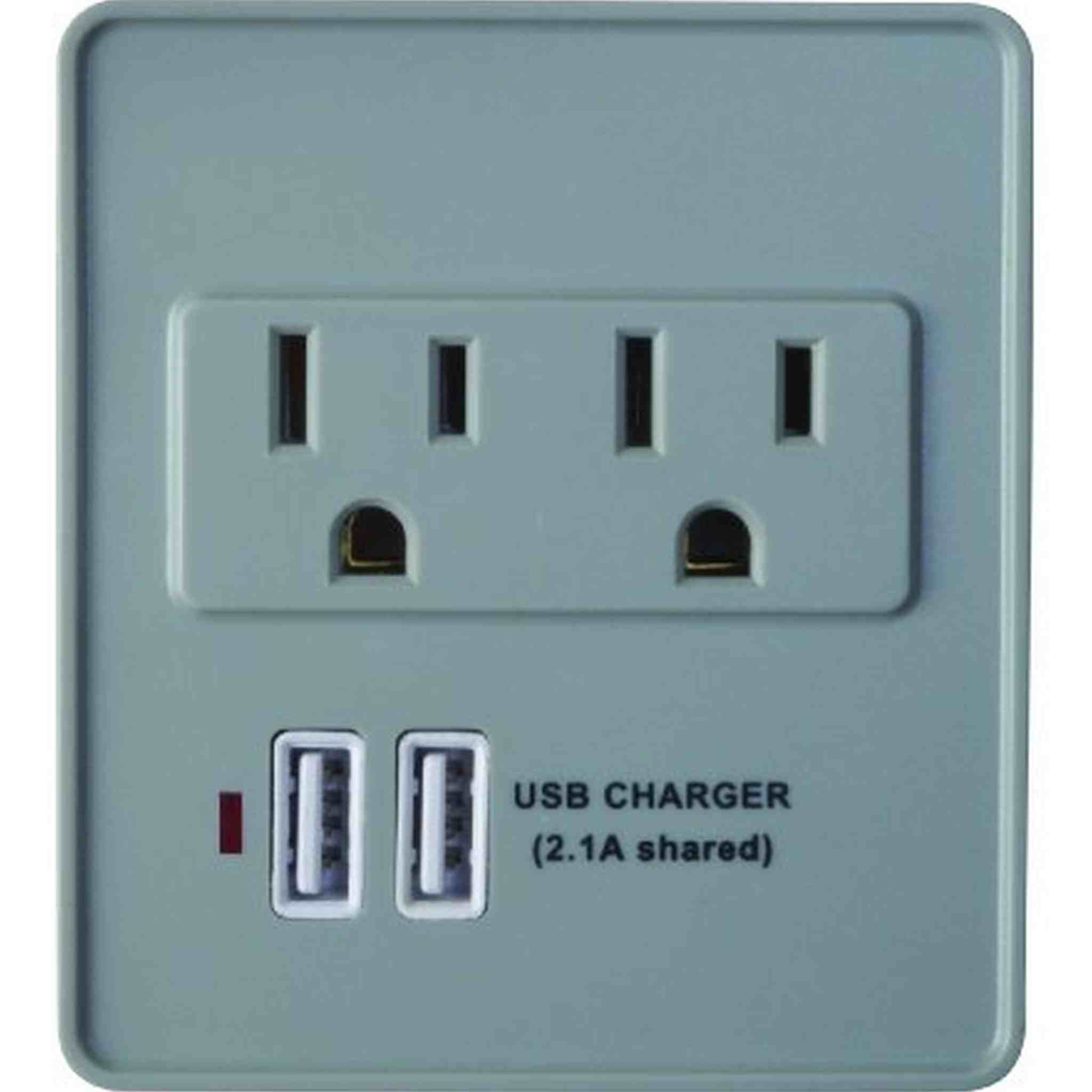 Woods 410517821 2 Outlet 2 USB Wall Tap Surge Protector