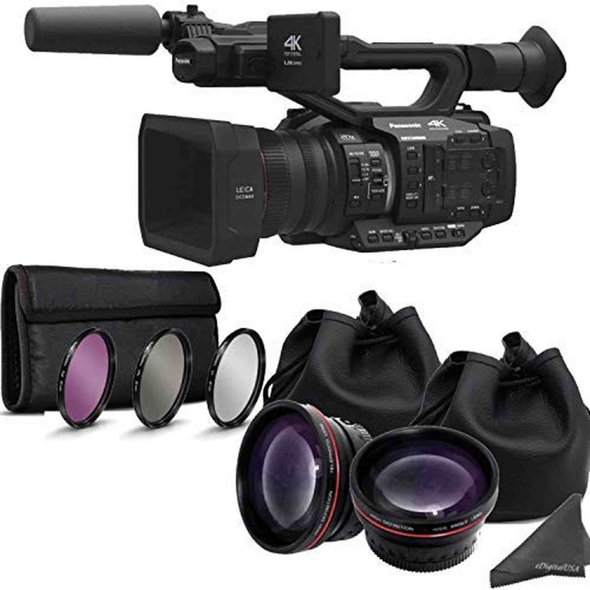 Panasonic AG UX180 4K Premium Professional Camcorder with Dual Lens Enhancement Bundle