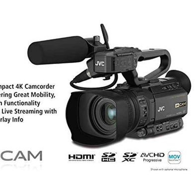 JVC GY-HM250 UHD 4K Streaming Camcorder with Built-in Lower-Thirds Graphics + Pro Accessories Bundle