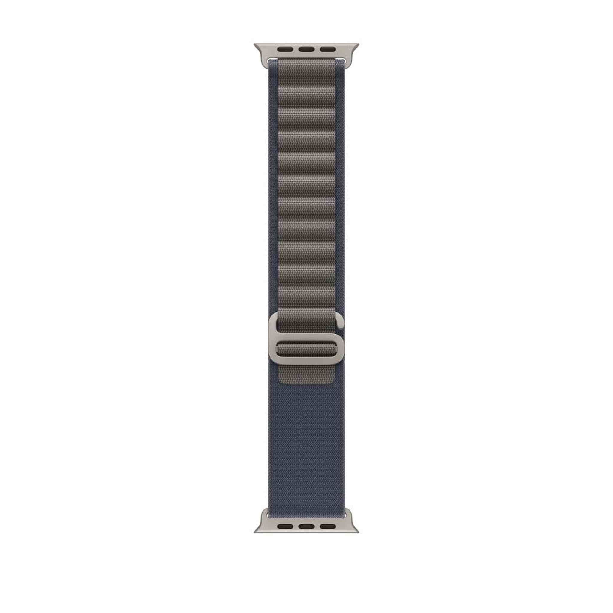 Apple Watch Band - Alpine Loop 49mm - Blue with Rugged Titanium Finish - Large