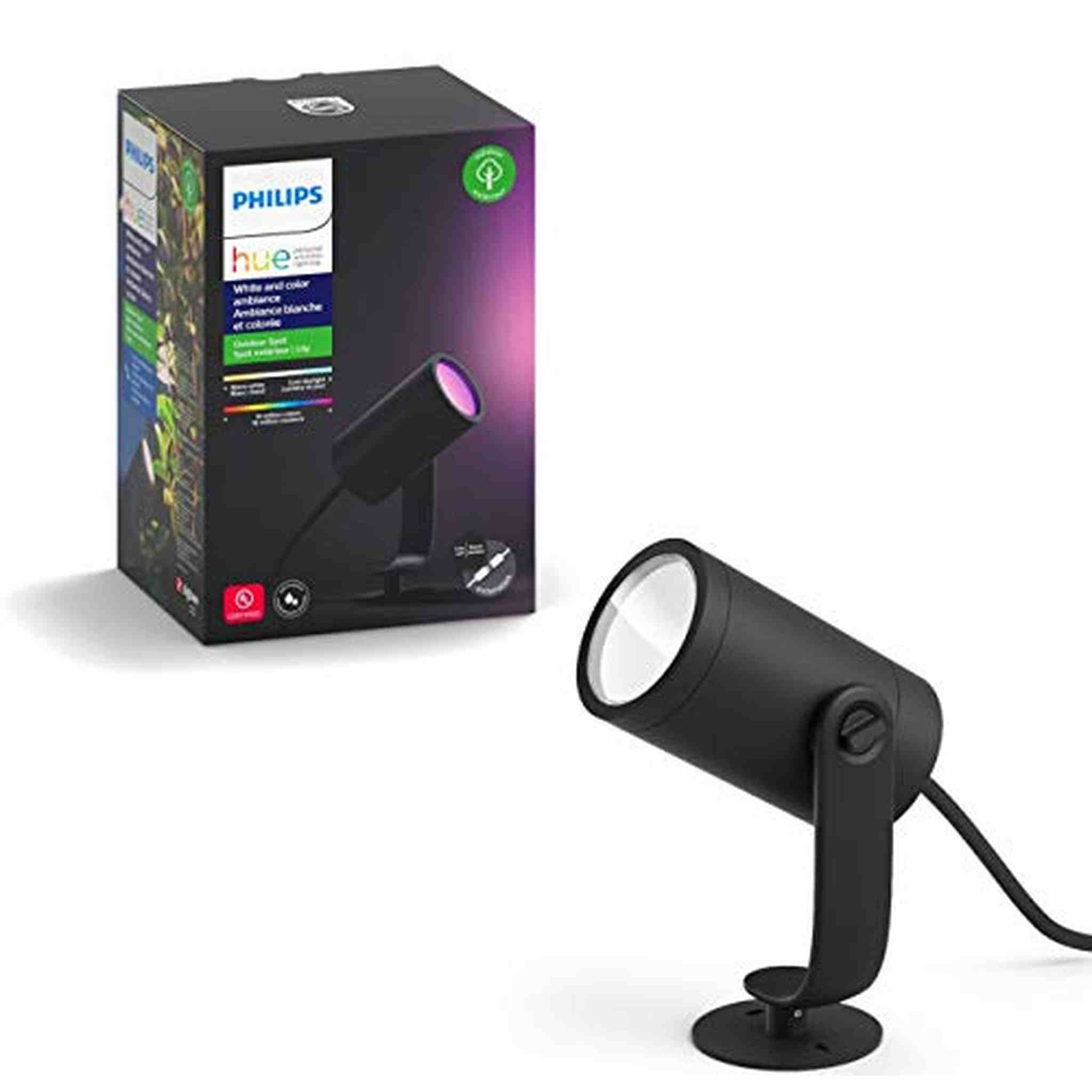 Philips Hue Lily White & Color Outdoor Smart Spot light Extension Hue Hub & Power Source required , 1 Hue White & Color