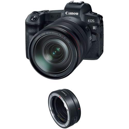 Canon EOS R Mirrorless Digital Camera with 24-105mm Lens and Mount Adapter EF-EOS R Kit (International Model) Deluxe Bundle