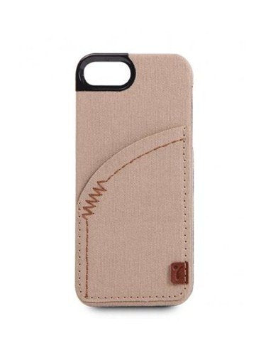 The Joy Factory Denim Premium Denim Hardshell Case with Pocket for iPhone5/5S, CSD112 Khaki
