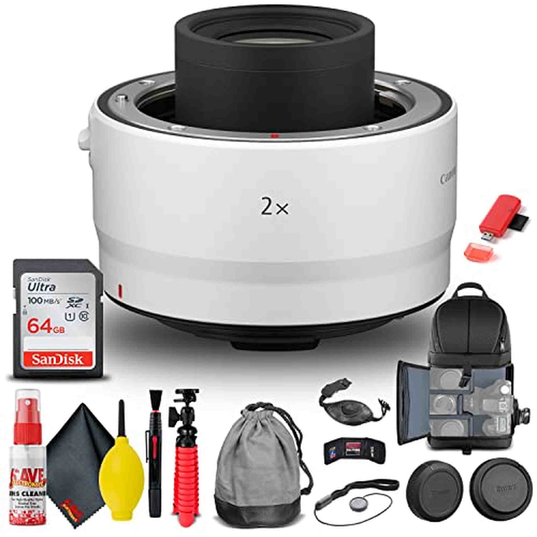 Canon Extender RF 2x 4114C002 + BackPack + 64GB Card + Card Reader + More - Reconditioned Canon