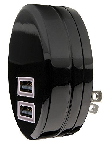 Qmadix USB Dual Travel Charger for High Powered Devices and Tablets - 2.1AMP Power - Travel Charger Black