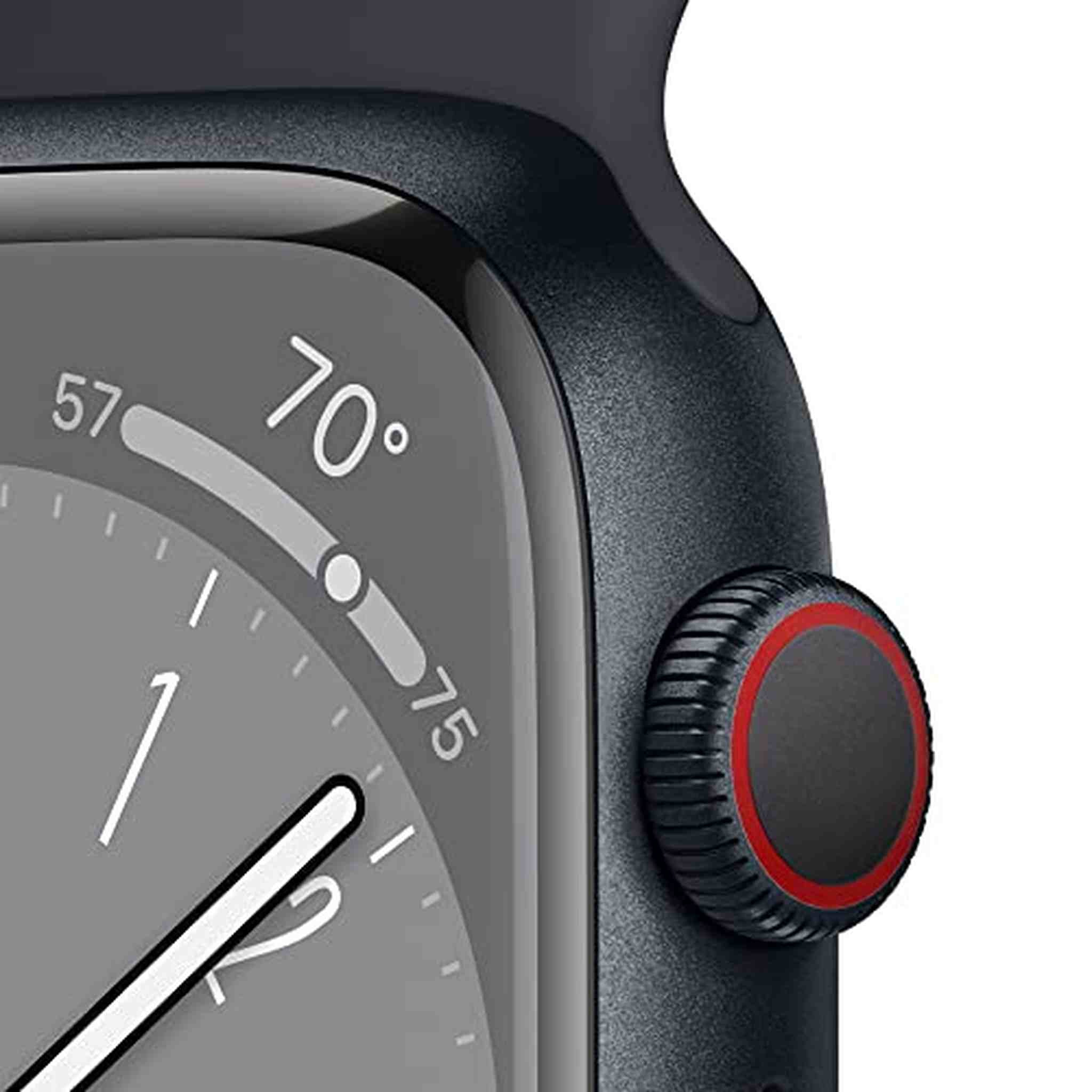 Apple Watch Series 8 GPS + Cellular 41mm Smart Watch w/ Midnight Aluminum Case with Midnight Sport Band - S/M. - Used Apple