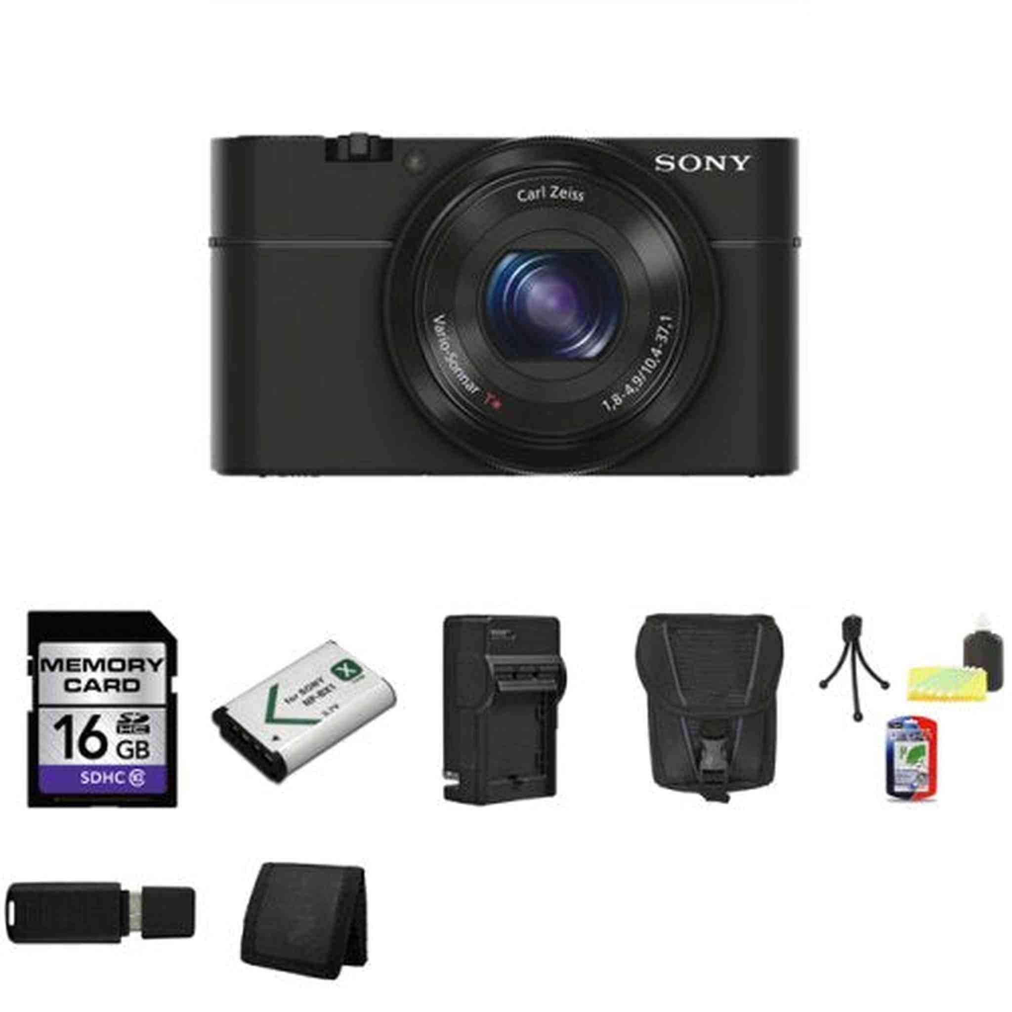 Sony Cyber-shot DSC-RX100 20.2MP Digital Camera 16GB Bundle 2 Black