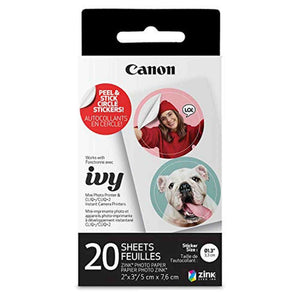 Canon Ivy Zink Pre-Cut Circle Sticker Paper 20 Sheets Pack Compatible with Canon Ivy Mini Photo Printer and CLIQ+/CLIQ+2