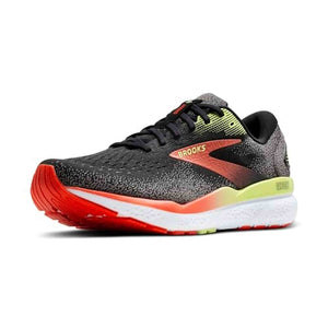 Brooks Men’s Ghost 16 Neutral Running Shoe - Black/Mandarin Red/Green - 8 Medium