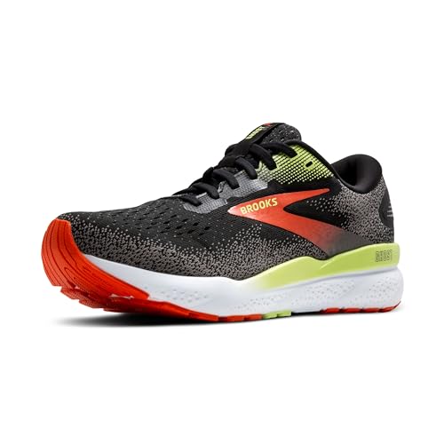 Brooks Men's Ghost 16 GTX Waterproof Neutral Running Shoe - Black/Mandarin Red/Green - 11 Medium