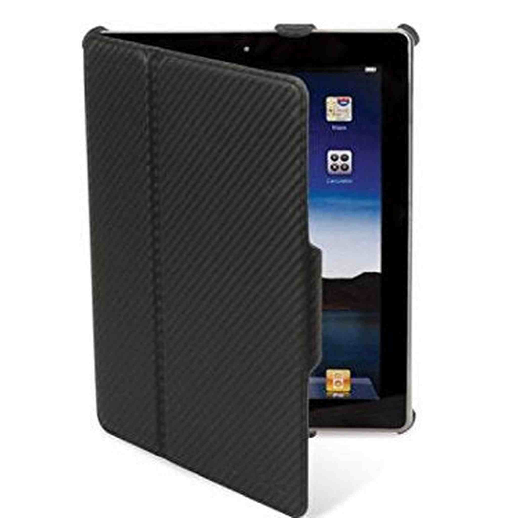 Scosche foldIO P2 Black Carbon Fiber Texture Folio Case for iPad 2 IPD2CFBK - Used Scosche