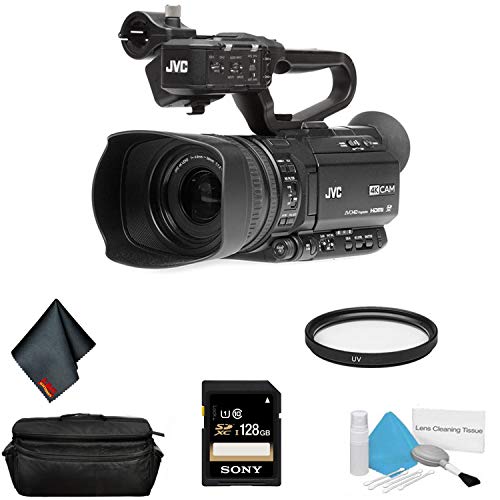 JVC GY-HM250 UHD 4K Streaming Professional Video Camcorder - Bundle with 128GB Memory Card + More