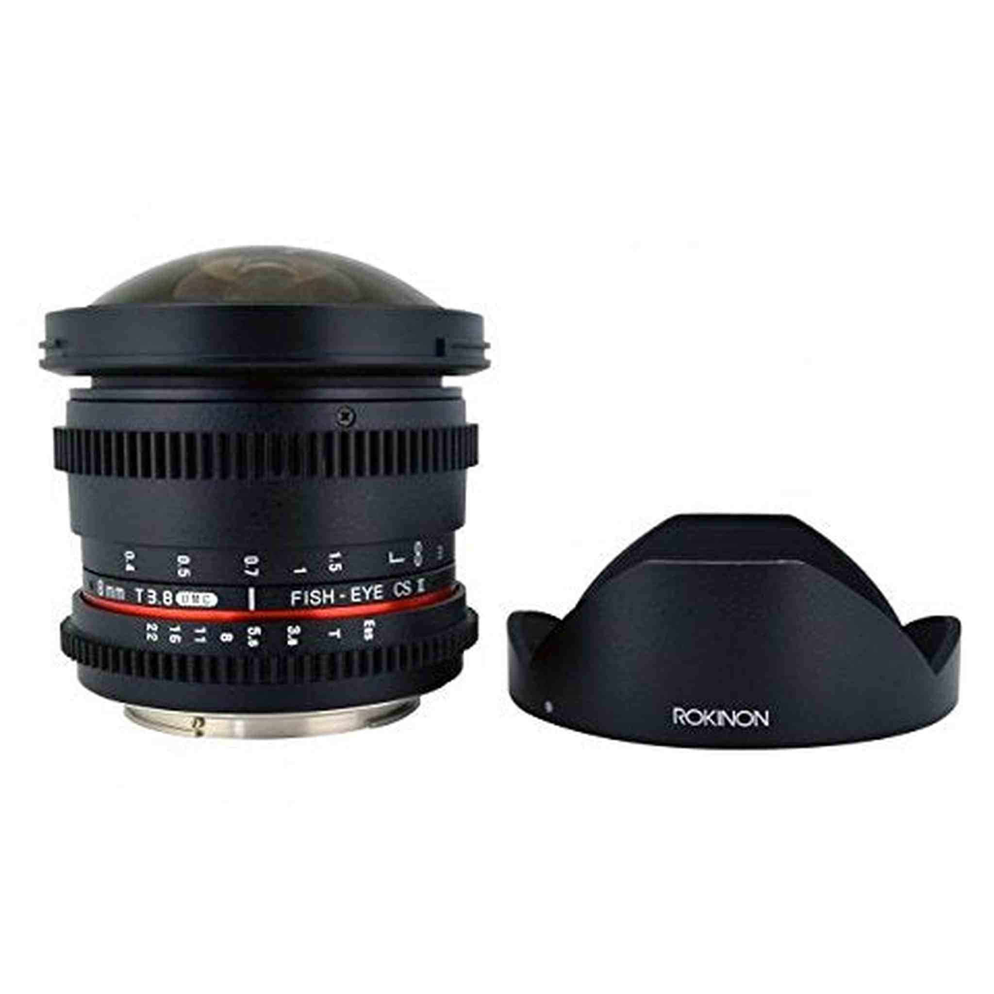 Rokinon 8mm T/3.8 Fisheye Cine Lens with Removable Hood for Sony E