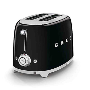 SMEG 2 Slice Toaster with 6 Presets and Defrost Function and Removable Crumb Tray Black