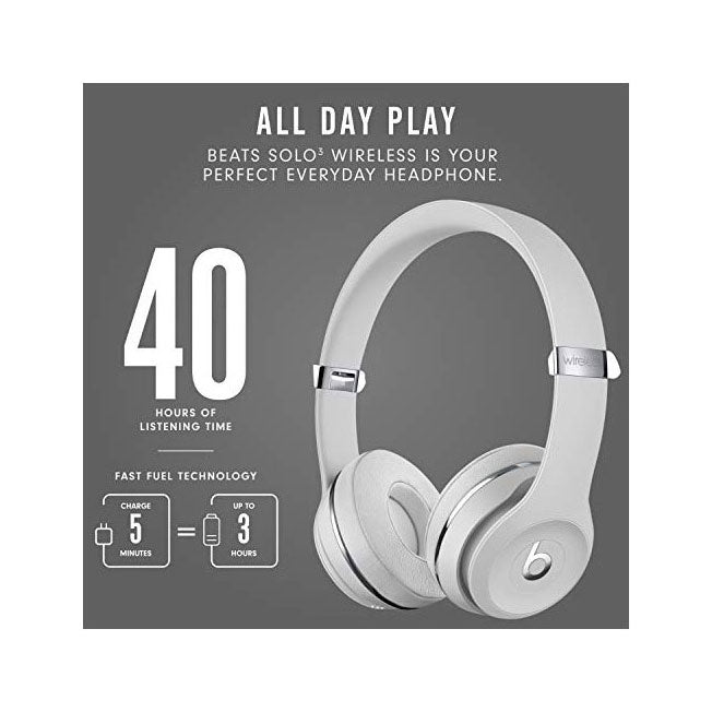 Beats Solo3 Wireless On-Ear Headphones - Satin Silver (Latest Model)