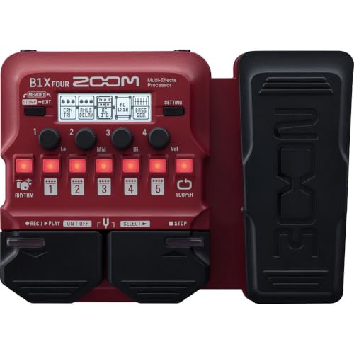 Zoom B1X FOUR Bass Multi-Effects Processor with Expression Pedal, With 70+ Built-in Effects, Amp Modeling, Looper, Rhythm Section, Tuner, Battery Powered