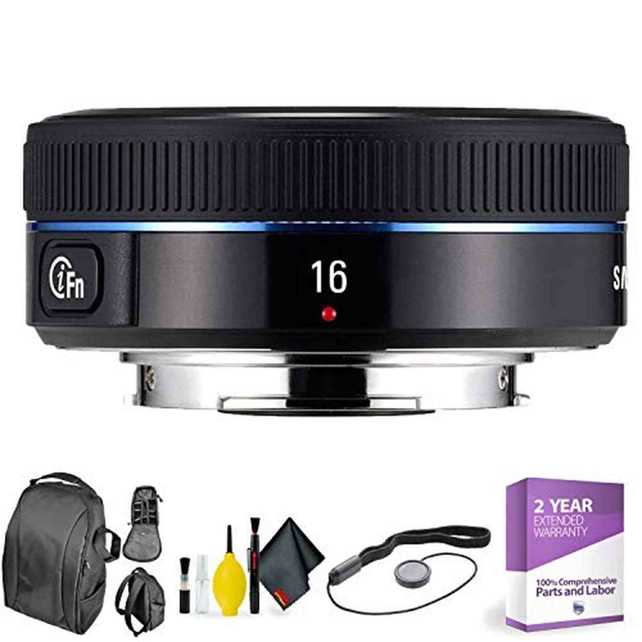 SAMSUNG 16mm f/2.4 Black + Deluxe Lens Cleaning Kit Bundle