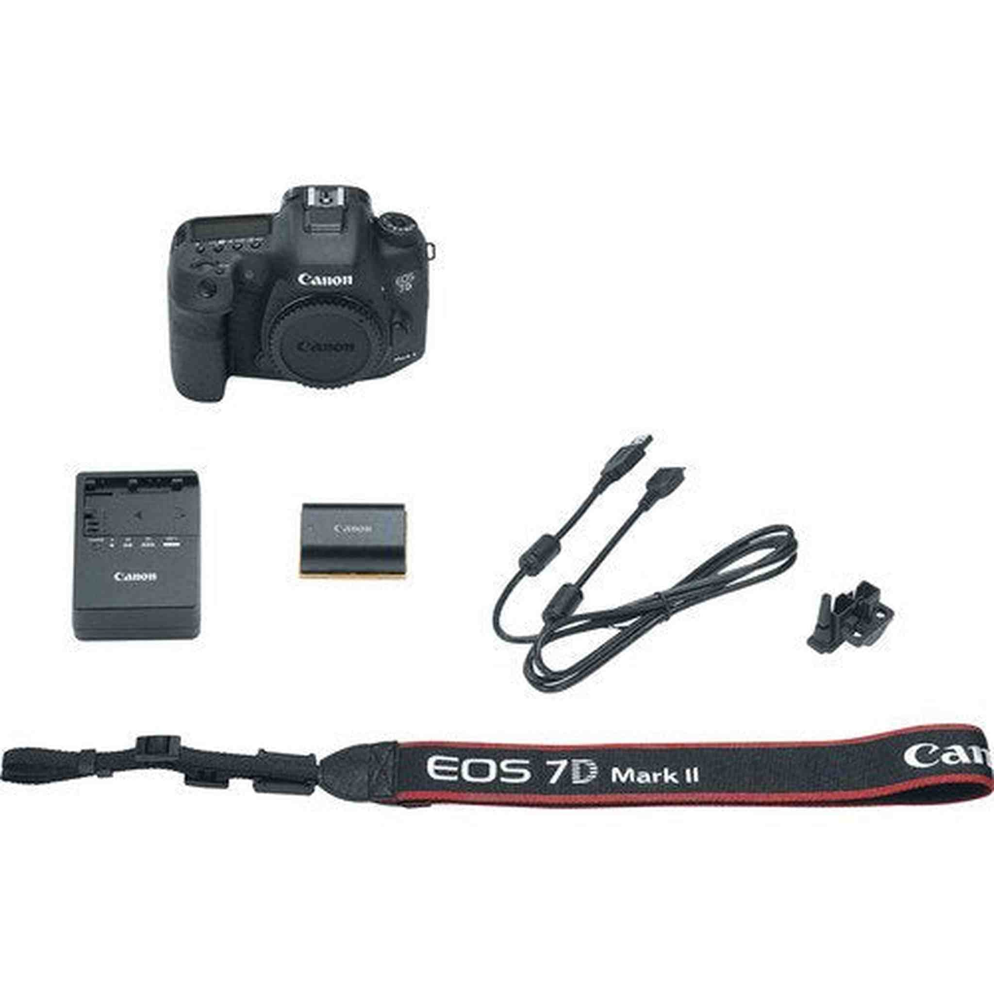 Canon EOS 7D Mark II DSLR Camera International Model 9128B002 W/Bag, Extra Battery, LED Light, Mic, Filters and More