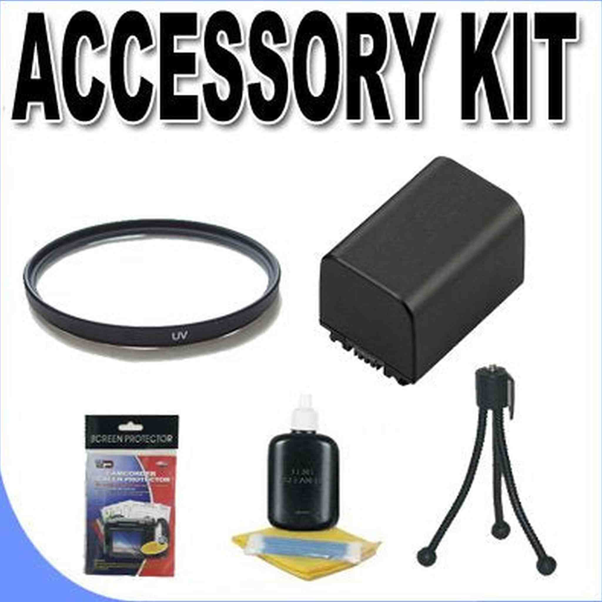FH100 Lithium Ion Replacement Battery 37mm UV Filter BigVALUEInc Accessory Saver Bundle f/Sony Camcorders