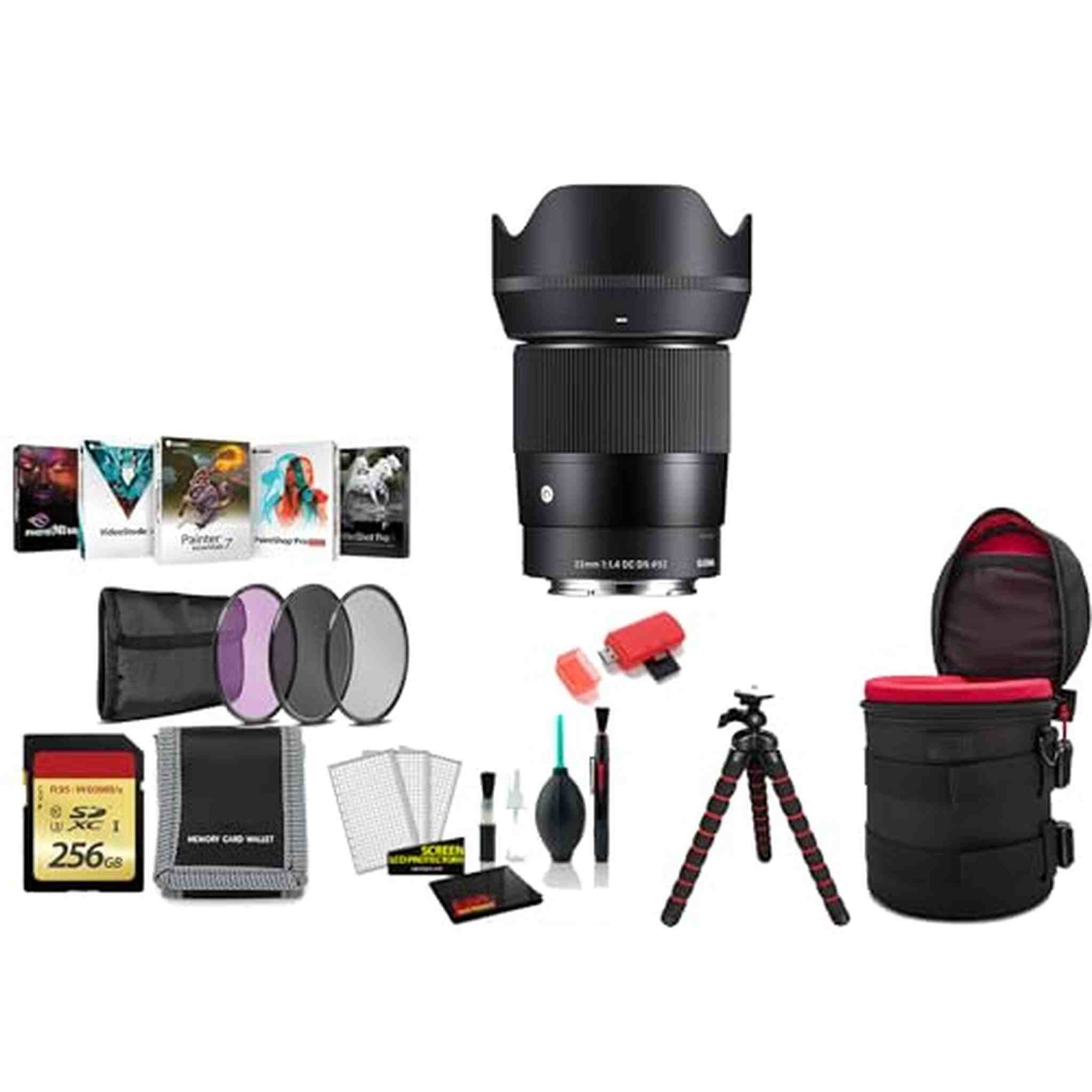 Sigma 23mm f/1.4 DC DN Contemporary Lens Sony E with 256GB Memory Card