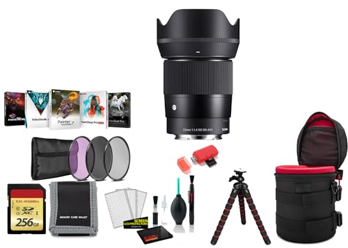 Sigma 23mm f/1.4 DC DN Contemporary Lens (Sony E) with 256GB Memory Card